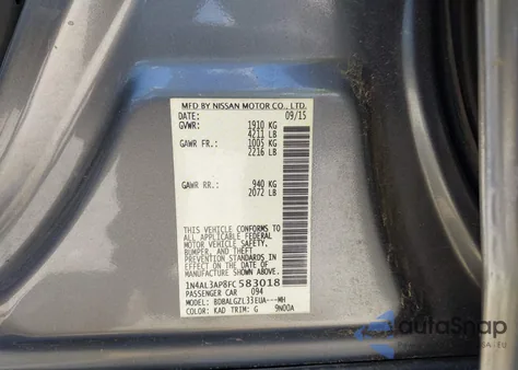 2015 Nissan Altima 2.5 S from USA, damaged, VIN 1N4AL3AP8FC583018